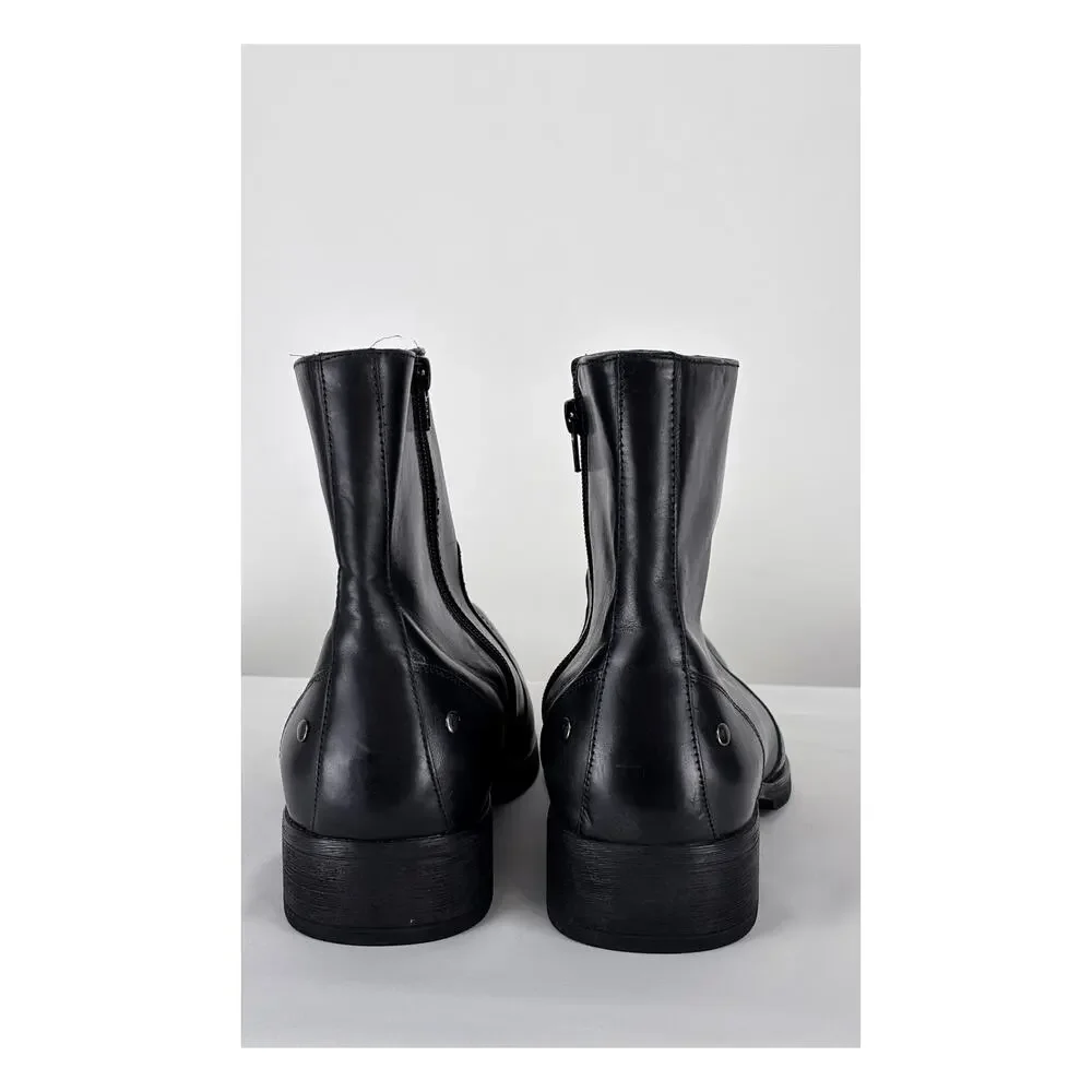 SAS Tripad Comfort Black Leather Side Zip Ankle Dress Boots Square Toe Mens 12M